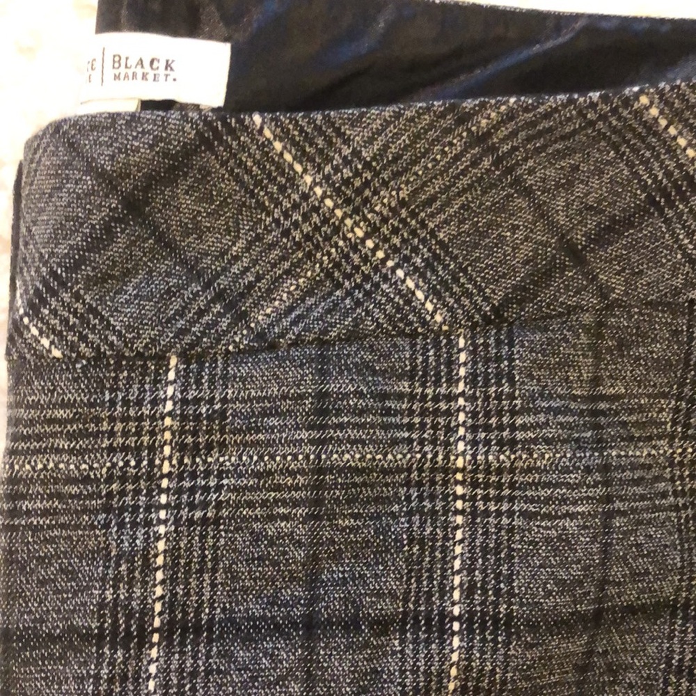 White House Black Market gray plaid dress pants, Sz 8